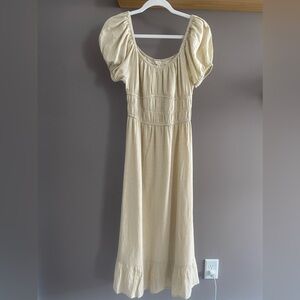 Sim&Sam | Linen Blend Puff Sleeve Midi Dress Size Med